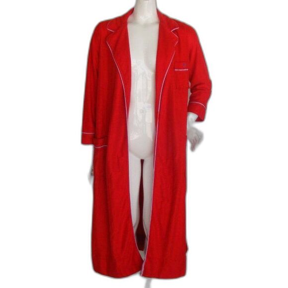 PIERRE CARDIN Velour Robe, M/L, Red, Logo Pocket, Long sleeves, VINTAGE - Picture 5 of 12